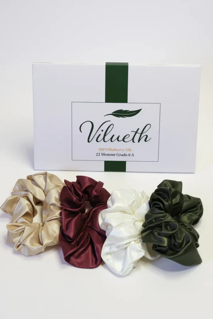 Set 4 Scrunchies 5 cm. 100% Seda Mulberry